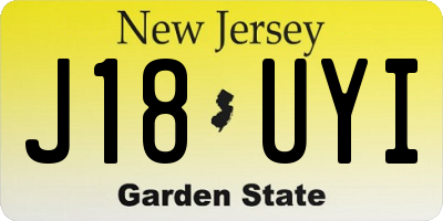 NJ license plate J18UYI