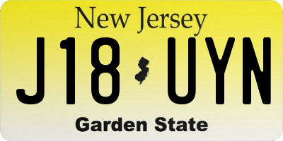 NJ license plate J18UYN