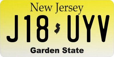 NJ license plate J18UYV