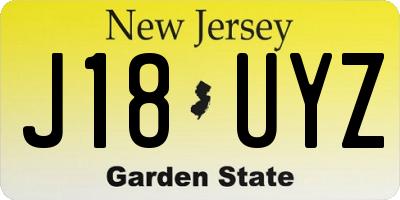 NJ license plate J18UYZ