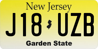 NJ license plate J18UZB