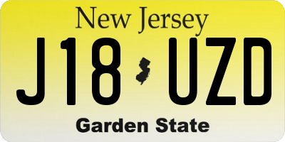 NJ license plate J18UZD