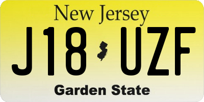 NJ license plate J18UZF