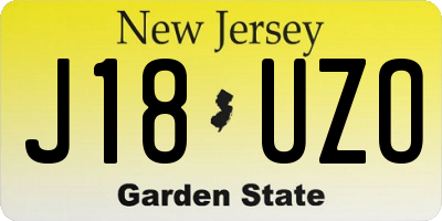 NJ license plate J18UZO