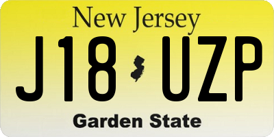 NJ license plate J18UZP