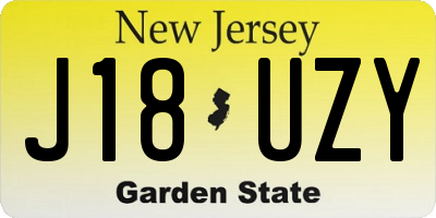 NJ license plate J18UZY