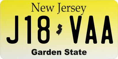NJ license plate J18VAA