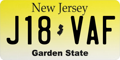 NJ license plate J18VAF