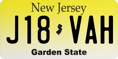 NJ license plate J18VAH