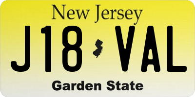 NJ license plate J18VAL