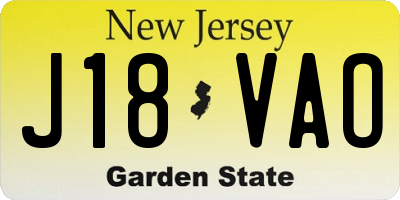 NJ license plate J18VAO