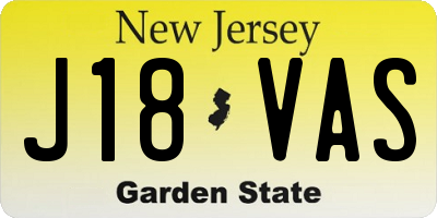 NJ license plate J18VAS