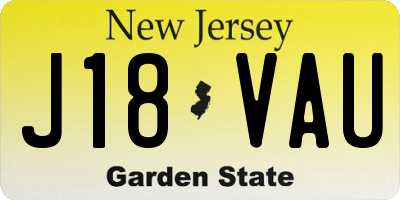 NJ license plate J18VAU