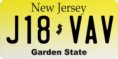 NJ license plate J18VAV
