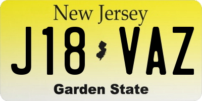 NJ license plate J18VAZ