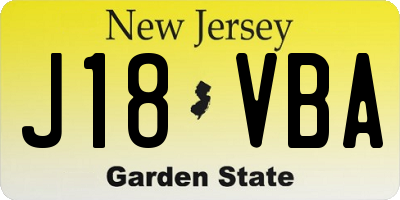 NJ license plate J18VBA
