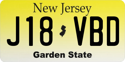 NJ license plate J18VBD