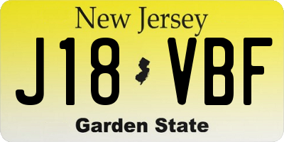 NJ license plate J18VBF
