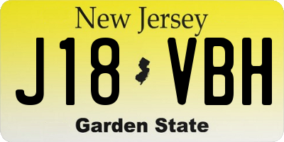 NJ license plate J18VBH
