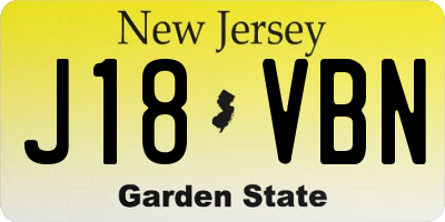 NJ license plate J18VBN