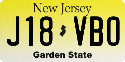 NJ license plate J18VBO