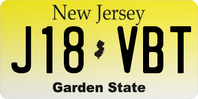 NJ license plate J18VBT