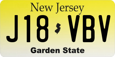 NJ license plate J18VBV