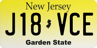 NJ license plate J18VCE