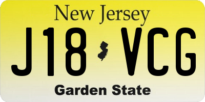 NJ license plate J18VCG
