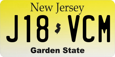 NJ license plate J18VCM