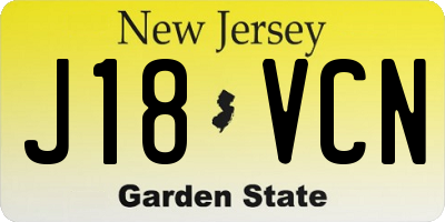 NJ license plate J18VCN