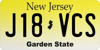 NJ license plate J18VCS