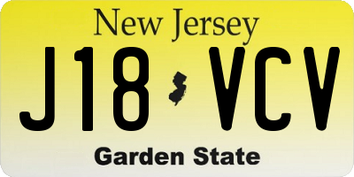 NJ license plate J18VCV