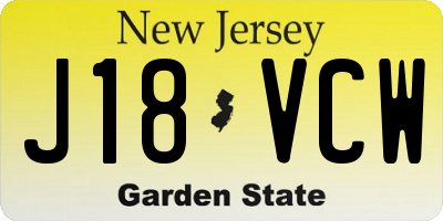 NJ license plate J18VCW