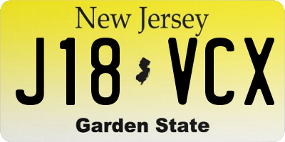 NJ license plate J18VCX