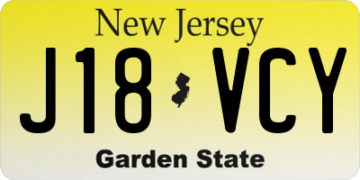NJ license plate J18VCY