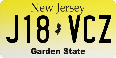 NJ license plate J18VCZ