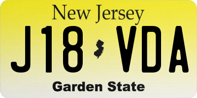 NJ license plate J18VDA