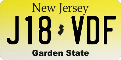 NJ license plate J18VDF