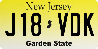 NJ license plate J18VDK