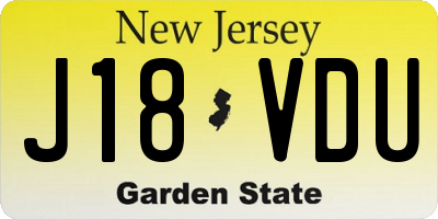NJ license plate J18VDU