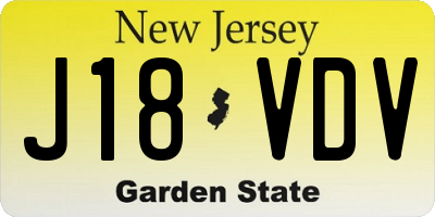 NJ license plate J18VDV