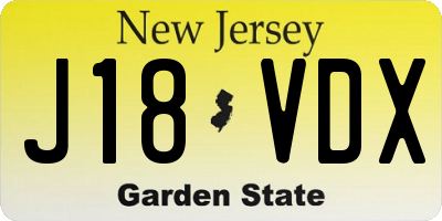 NJ license plate J18VDX
