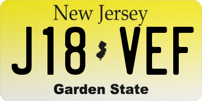 NJ license plate J18VEF