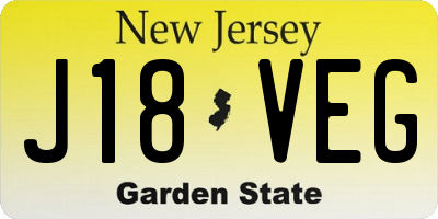 NJ license plate J18VEG