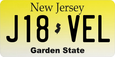 NJ license plate J18VEL