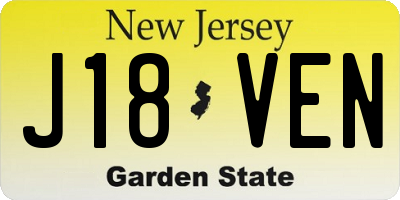 NJ license plate J18VEN