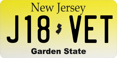 NJ license plate J18VET