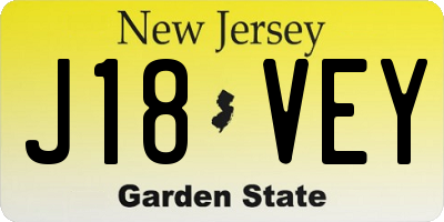 NJ license plate J18VEY