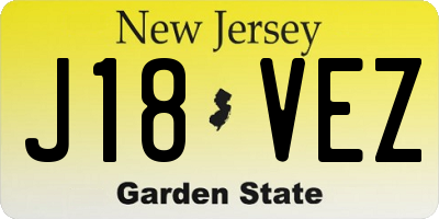 NJ license plate J18VEZ